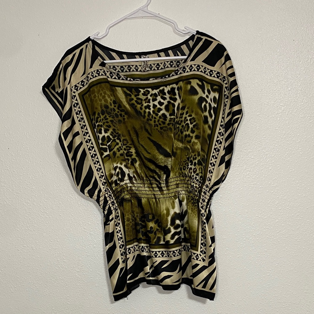 Chic Animal Print Blouse with Zebra Accents